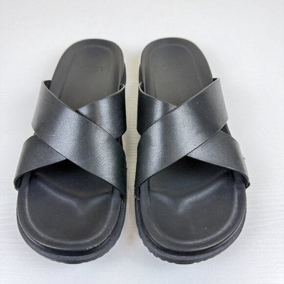 EUC UGG Men\'s Wainscott Black Leather  Slide Sandals S/N 1117476 main image 6